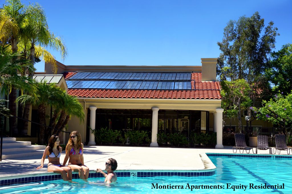 swimming pool heated by solar panels
