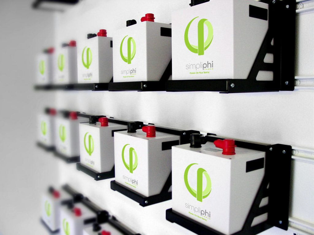 Wall with Simpliphi energy storage batteries